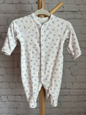 ⭐️⭐️ PICK 5 / $20 White Baby Footed Onesie with Light Blue Print